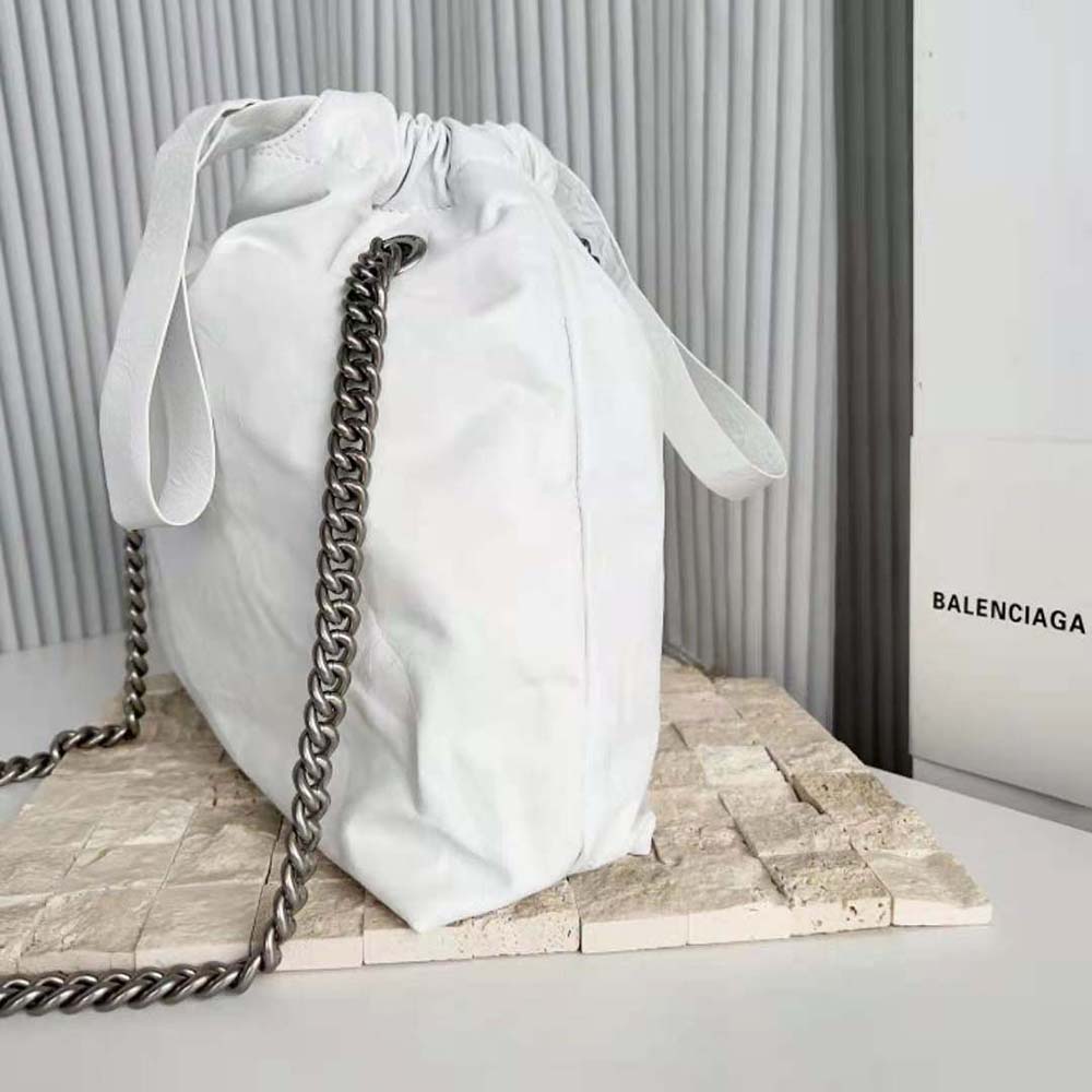 Balenciaga Women Crush Small Tote Bag in White Crushed Calfskin - image 4