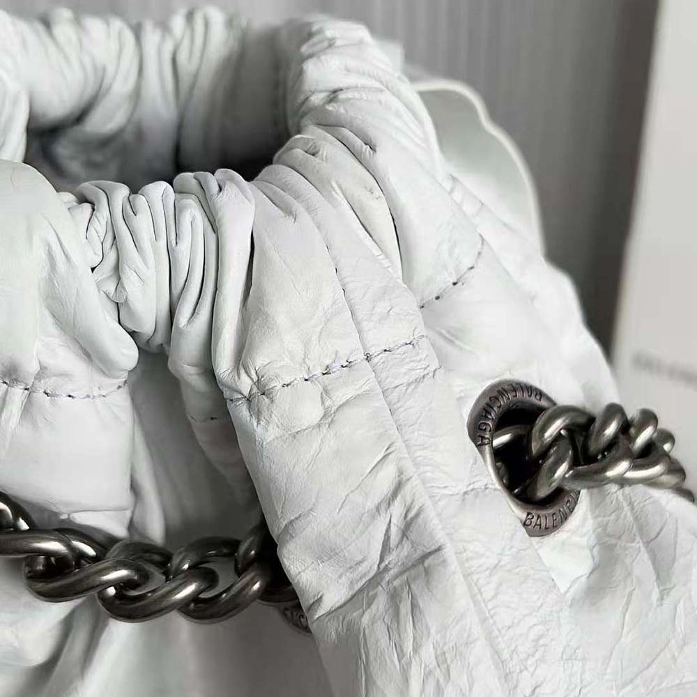Balenciaga Women Crush Small Tote Bag in White Crushed Calfskin - image 5
