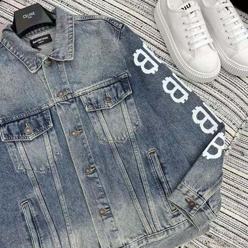 Balenciaga Men Crypto Large Fit Jacket in Light Blue - image 9