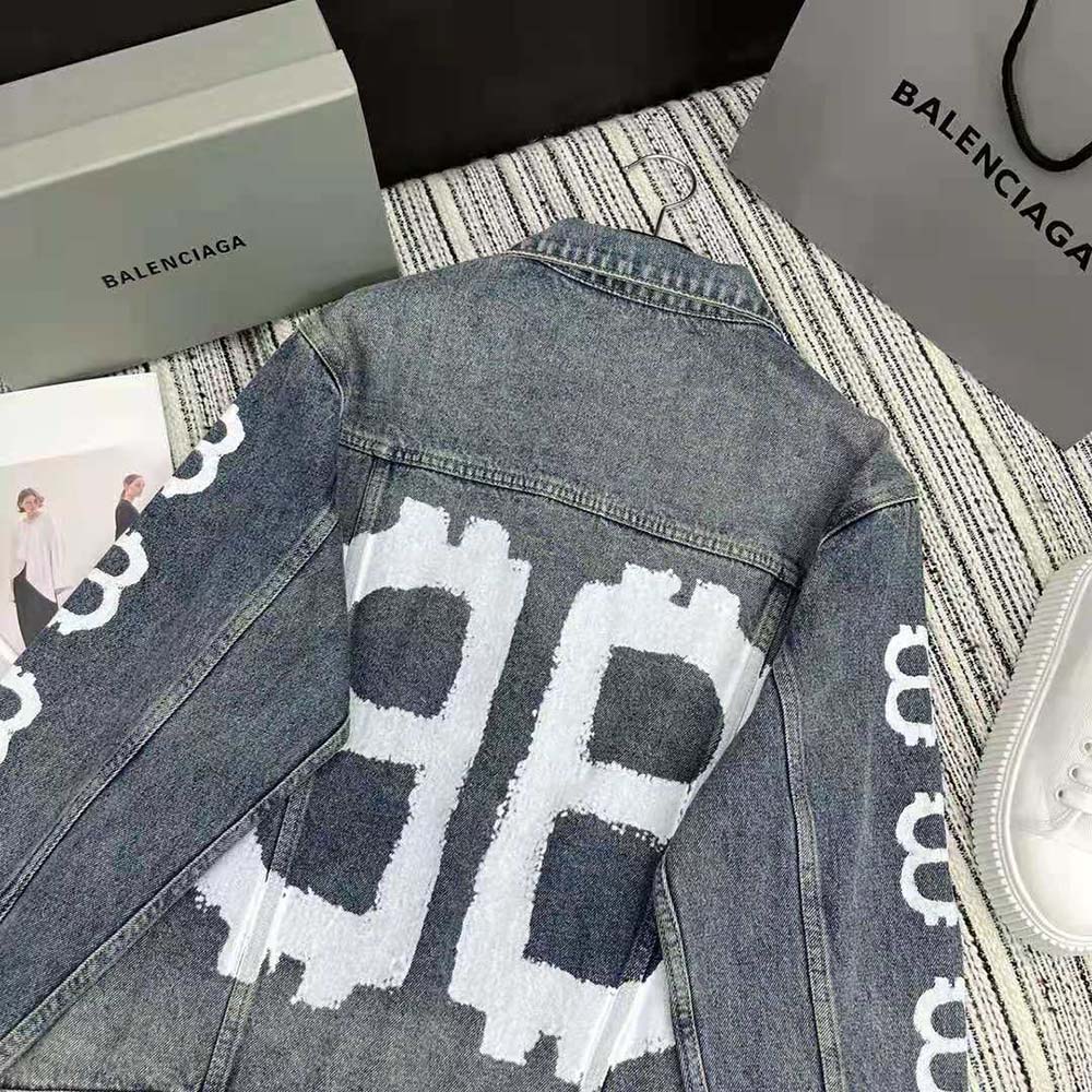 Balenciaga Men Crypto Large Fit Jacket in Light Blue - image 5