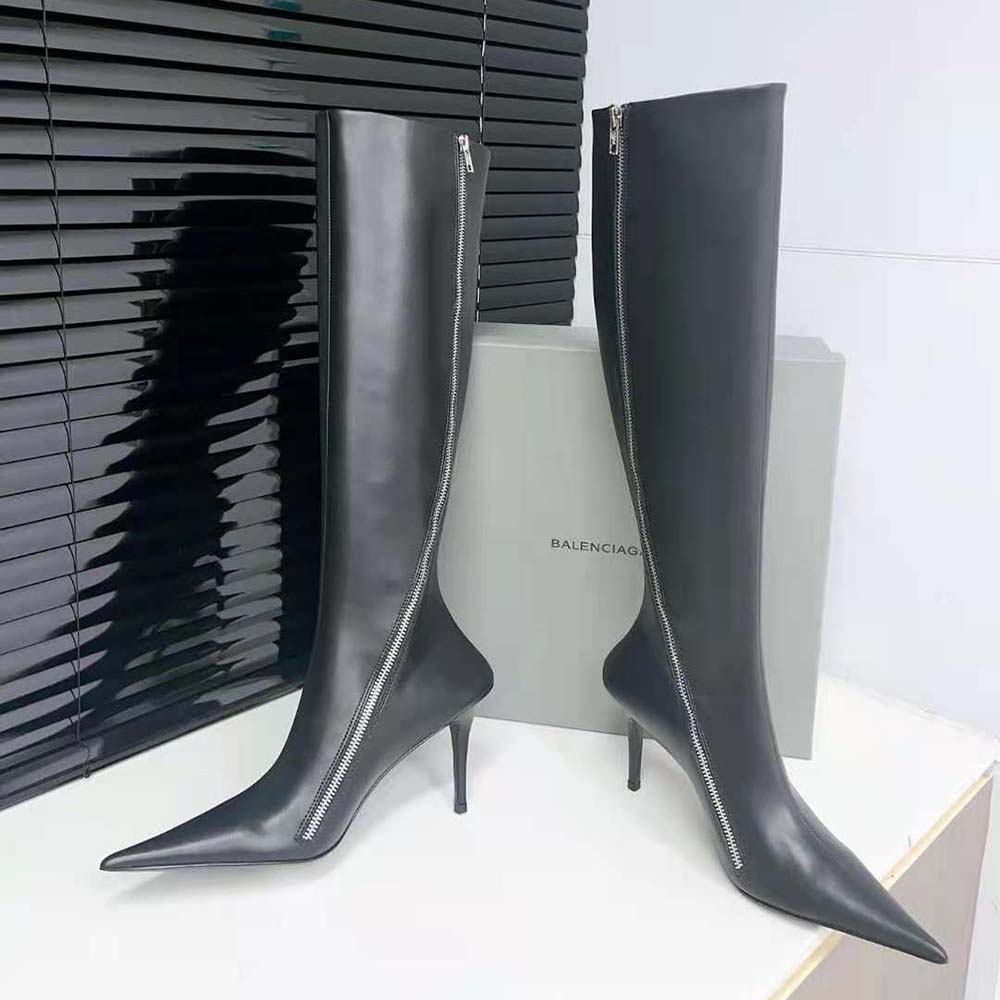 Balenciaga Women Witch 110mm Boot in Black Shiny Soft Sheepskin - image 4