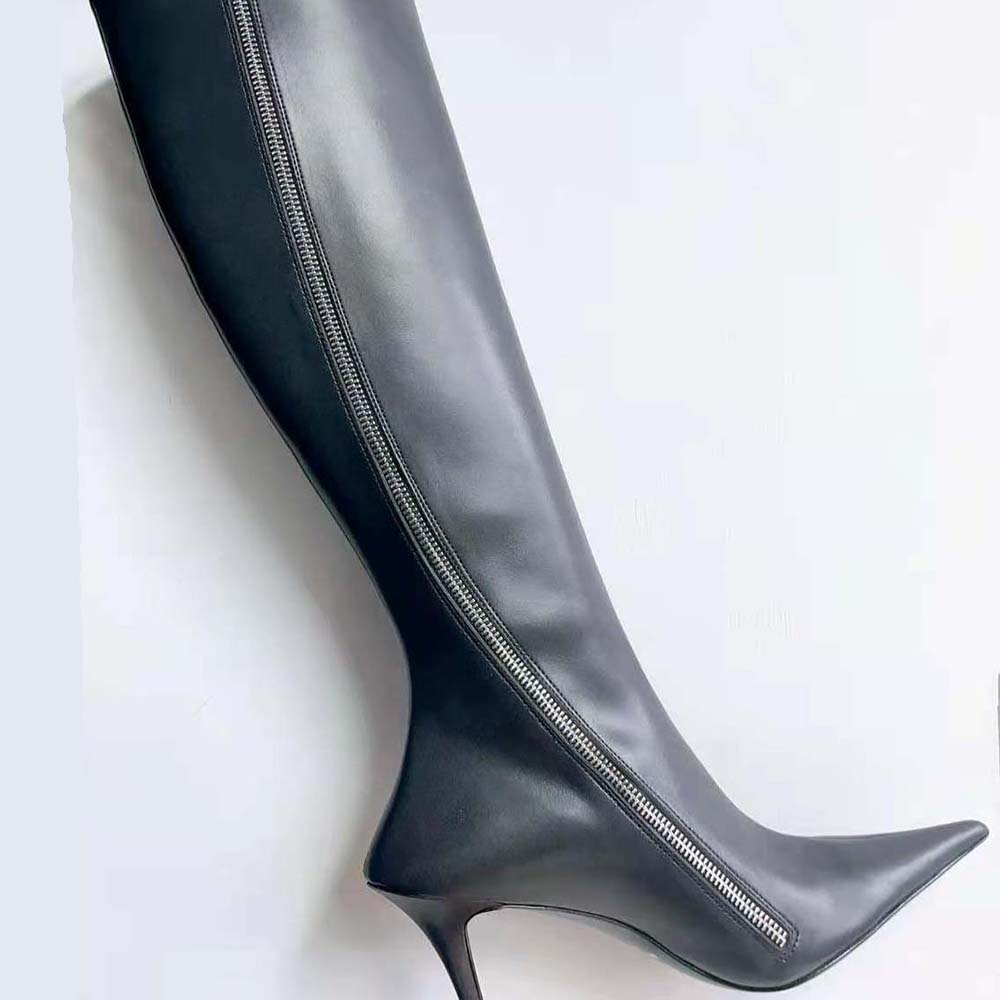 Balenciaga Women Witch 110mm Boot in Black Shiny Soft Sheepskin - image 6