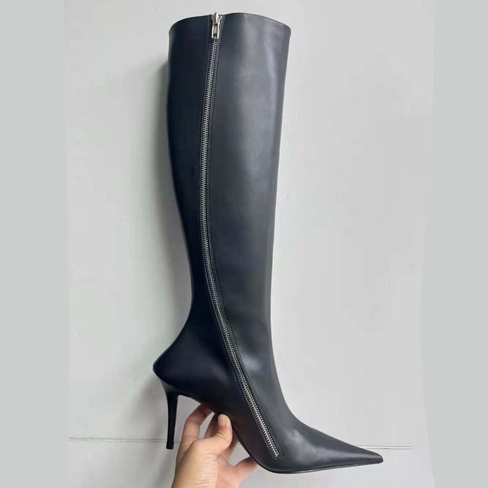 Balenciaga Women Witch 110mm Boot in Black Shiny Soft Sheepskin - image 5