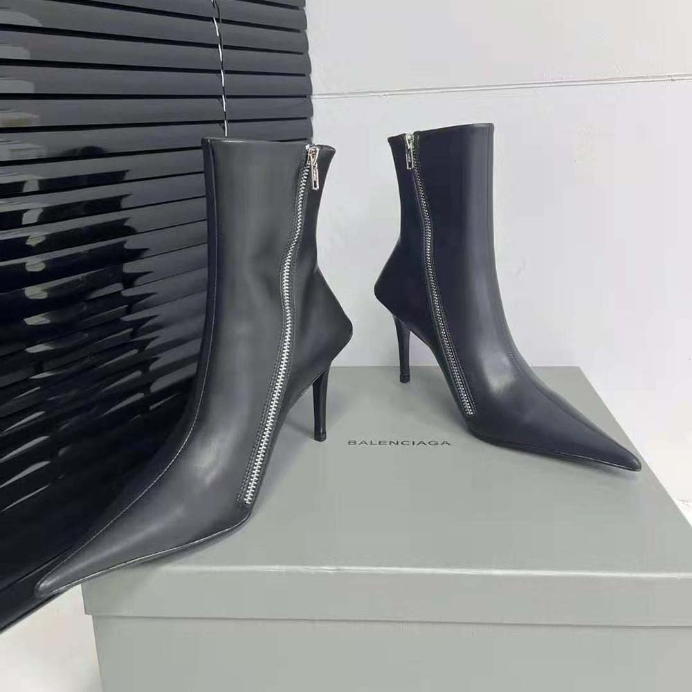 Balenciaga Women Witch 110mm Bootie in Black Shiny Soft Sheepskin - image 4