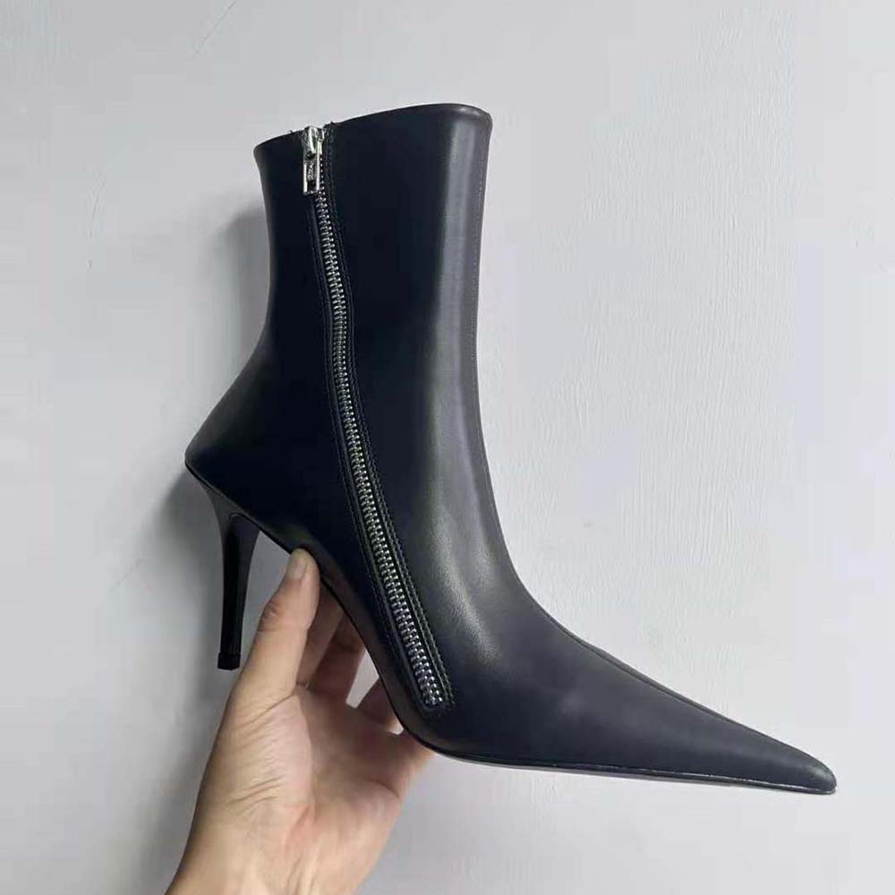 Balenciaga Women Witch 110mm Bootie in Black Shiny Soft Sheepskin - image 6
