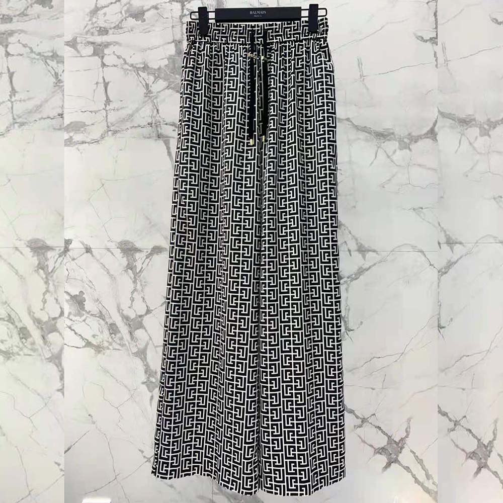 Balmain Women Monogrammed Flowing Trousers - image 4