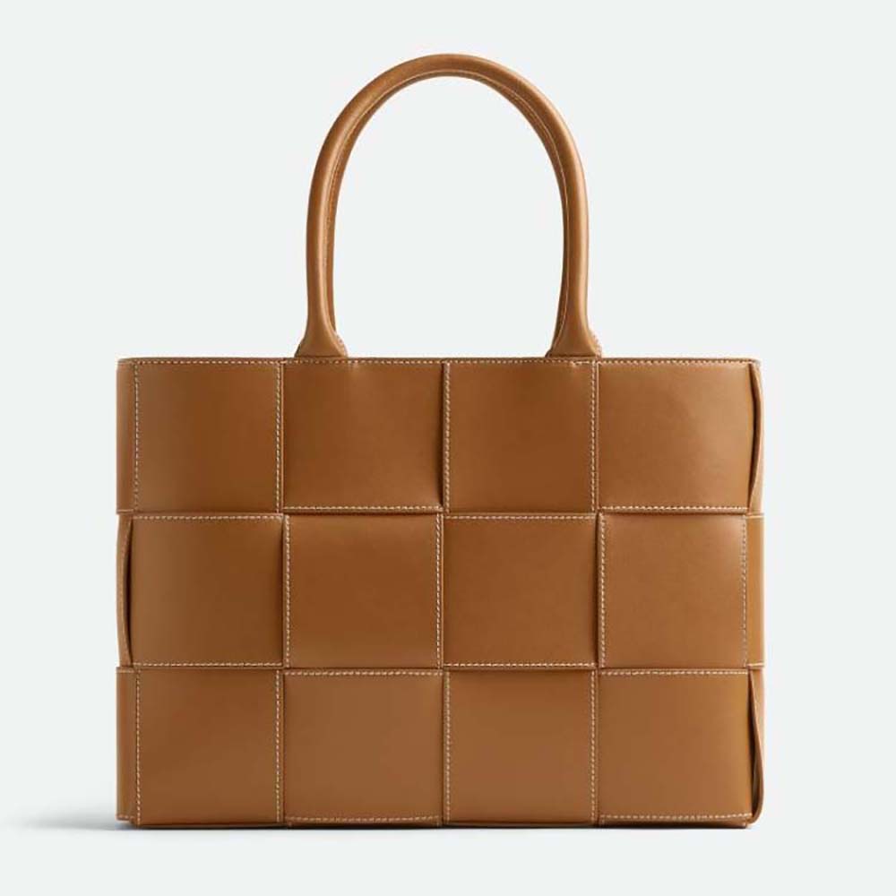 Front view of Bottega Veneta Women Medium Arco Tote Bag-Brown