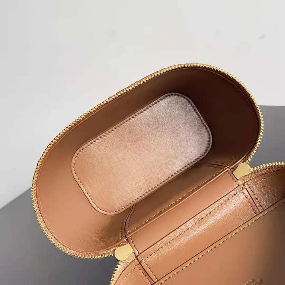 Bottega Veneta Women Mini Intrecciato Leather Vanity Case with Cross-Body Strap-Brown - image 6