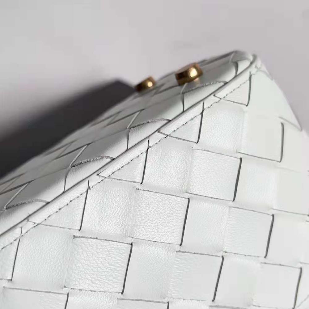Bottega Veneta Women Mini Intrecciato Leather Vanity Case with Cross-Body Strap-White - image 8