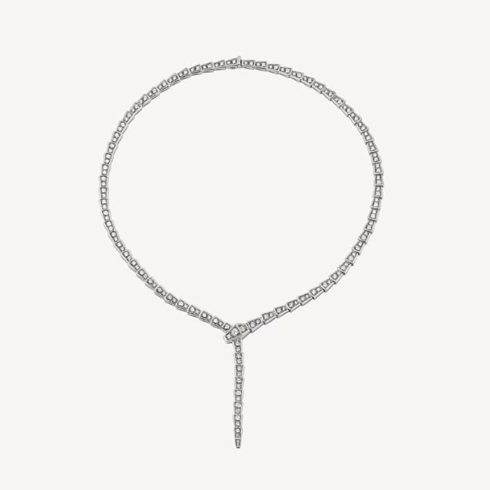 Close-up of Bvlgari Women Serpenti Viper Slim Necklace in white gold