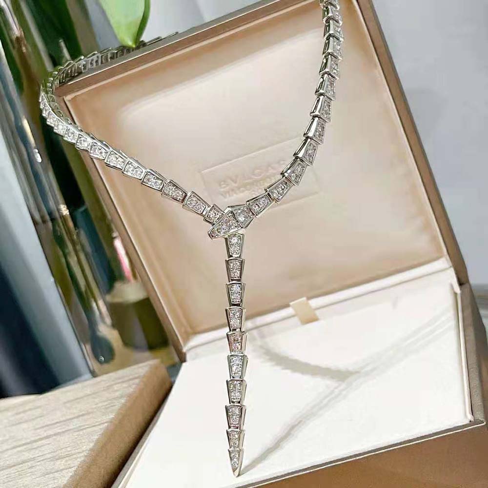 Bvlgari Women Serpenti Viper Slim Necklace in 18 kt White Gold - image 4
