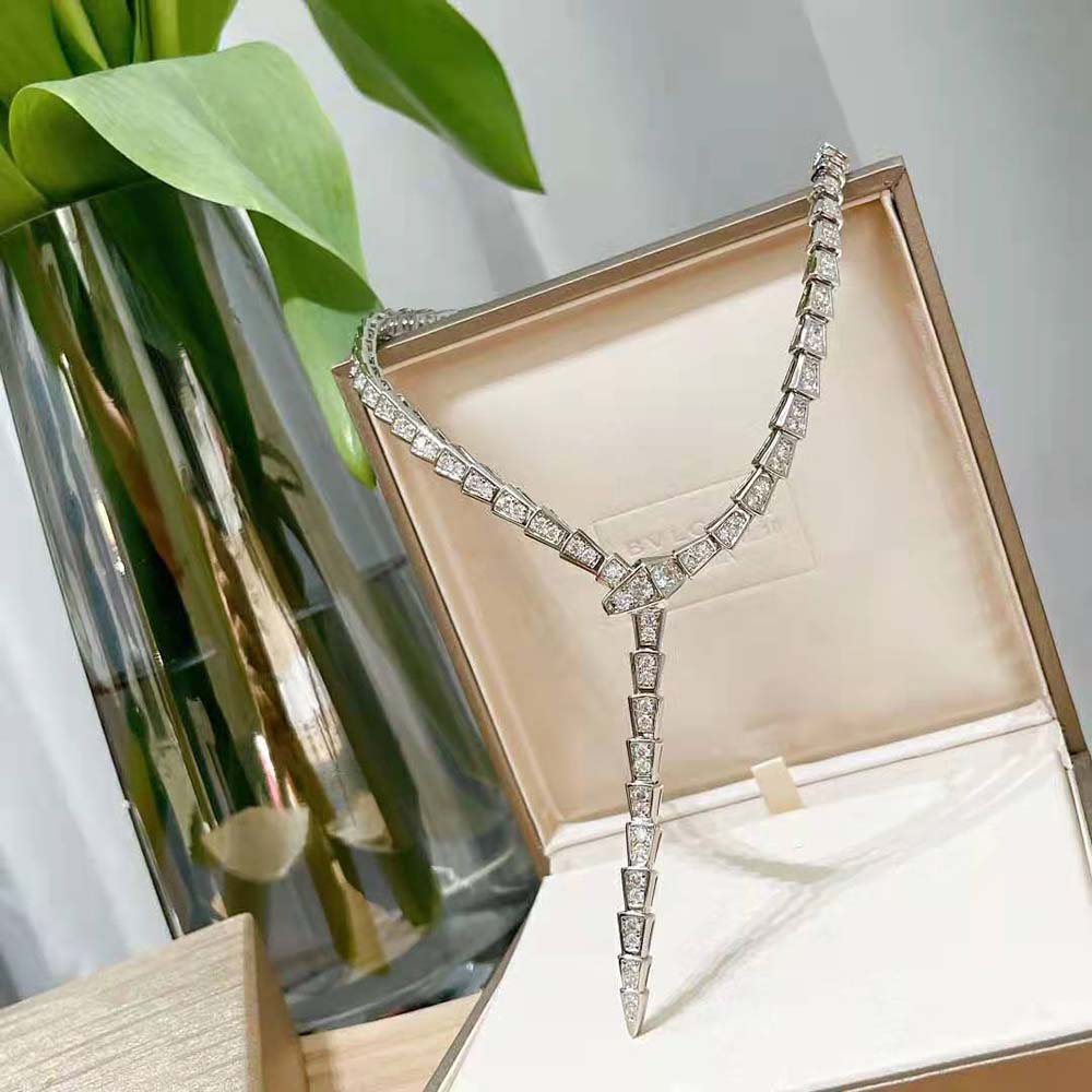 Bvlgari Women Serpenti Viper Slim Necklace in 18 kt White Gold - image 5