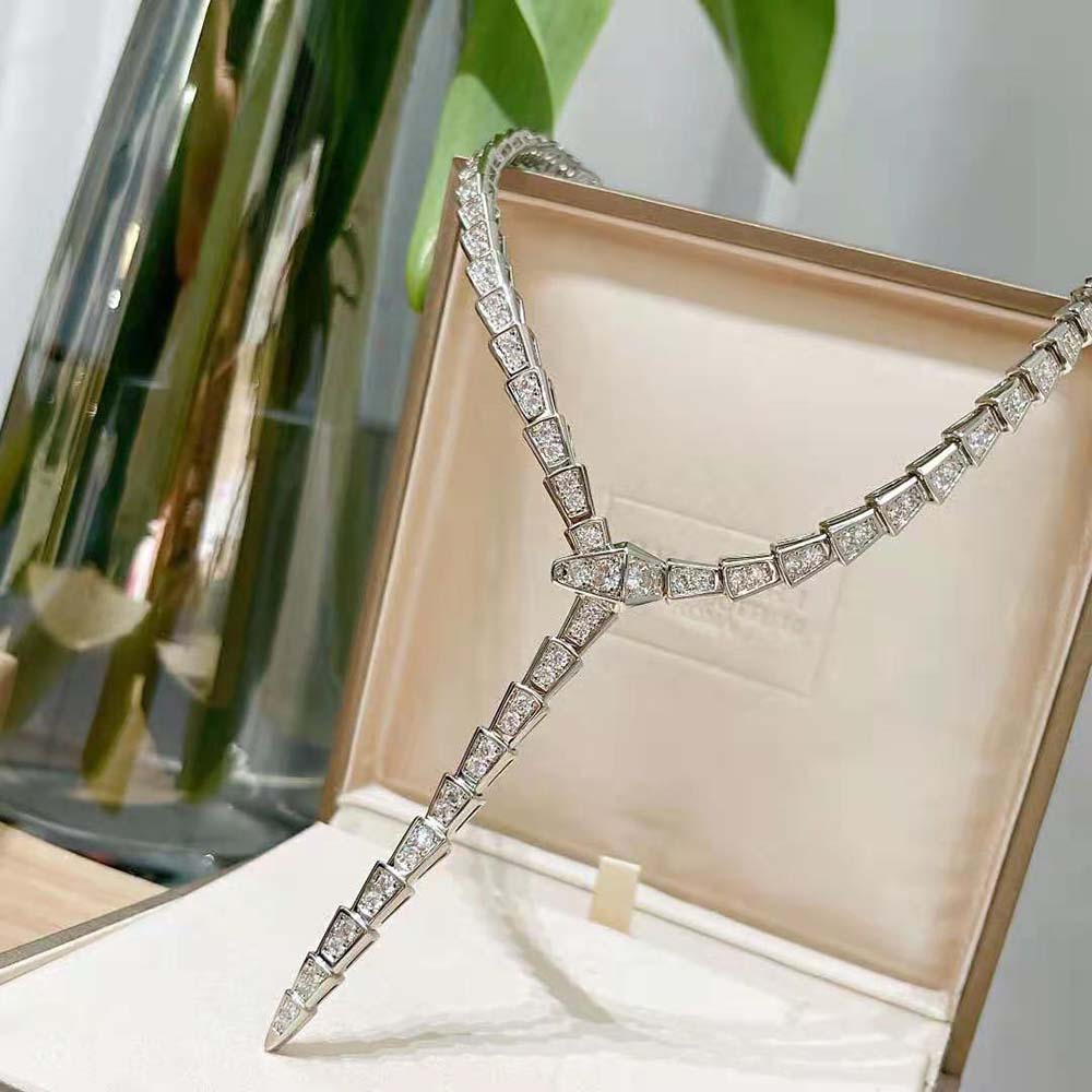 Bvlgari Women Serpenti Viper Slim Necklace in 18 kt White Gold - image 6