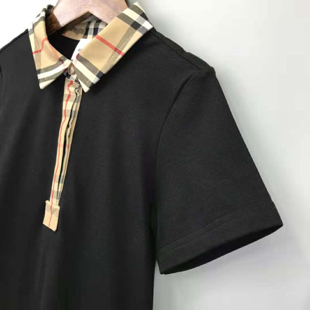 Burberry Girls’ Vintage Check Trim Cotton Piqué Polo Shirt Dress-Black - image 7