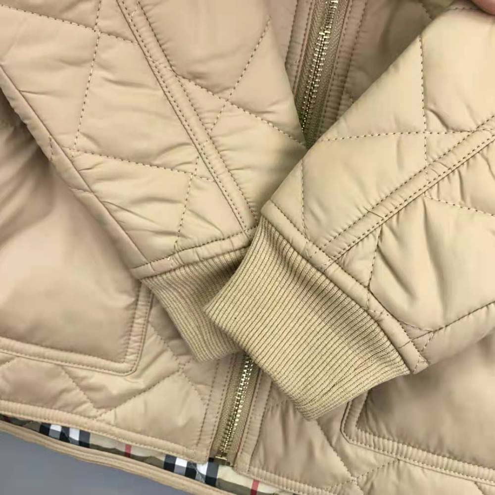 Burberry Kids’ Corduroy Collar Diamond Quilted Jacket-Beige - image 7