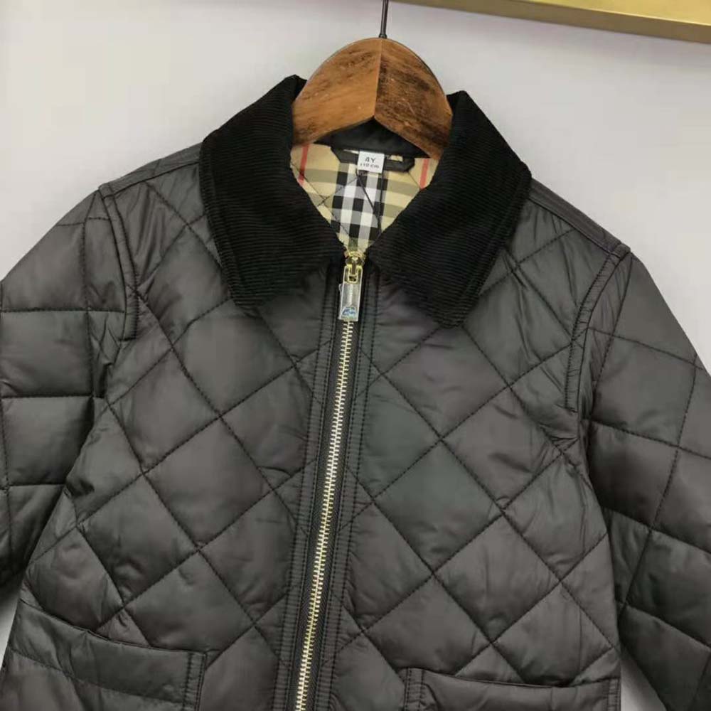 Burberry Kids’ Corduroy Collar Diamond Quilted Jacket-Black - image 6