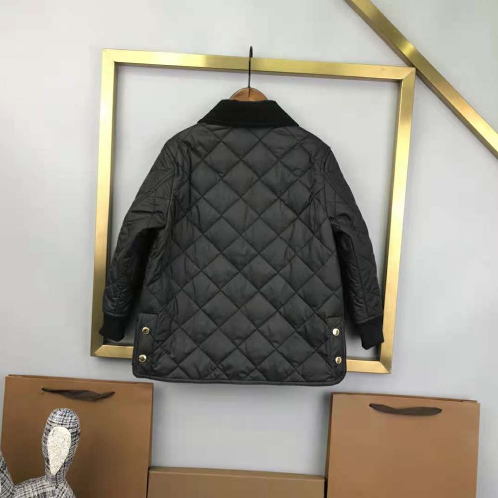 Burberry Kids’ Corduroy Collar Diamond Quilted Jacket-Black - image 4
