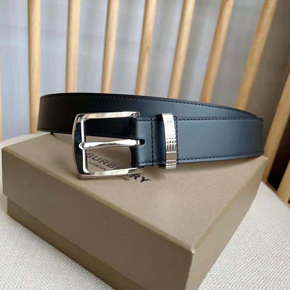 Burberry Men Check and Leather Belt - image 4