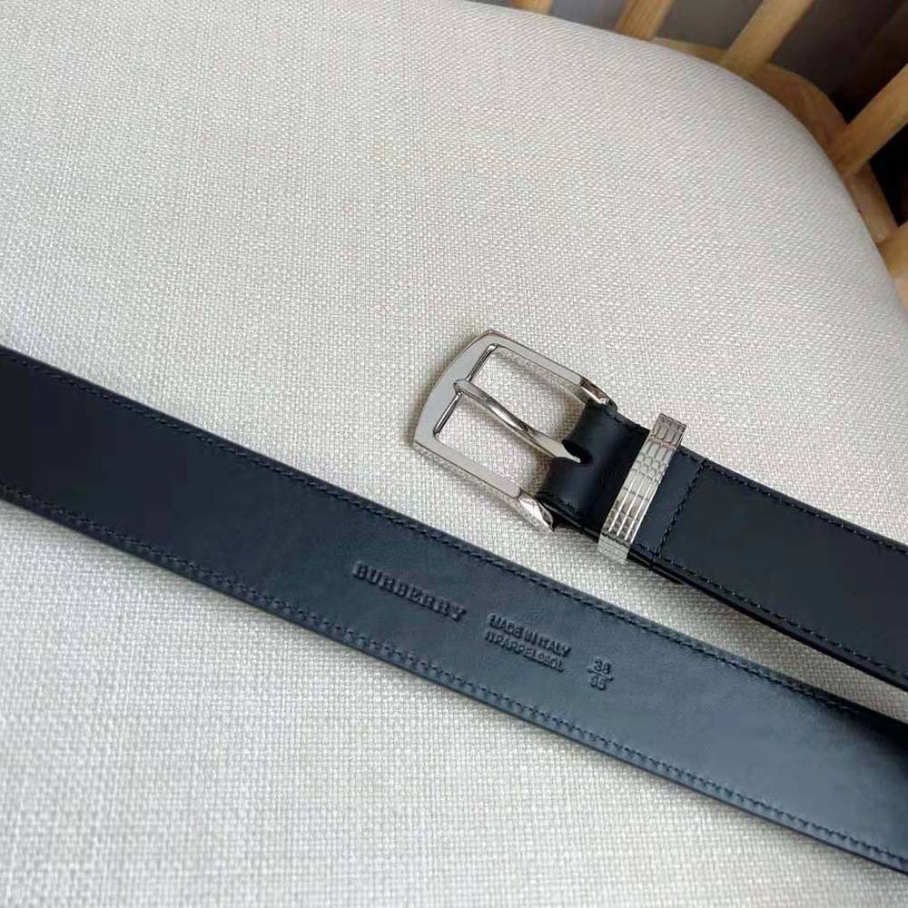Burberry Men Check and Leather Belt - image 8