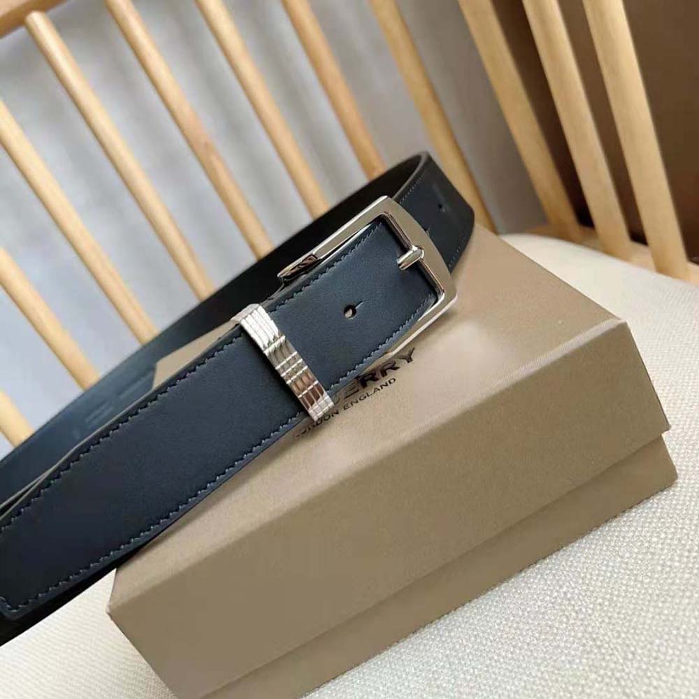Burberry Men Check and Leather Belt - image 6