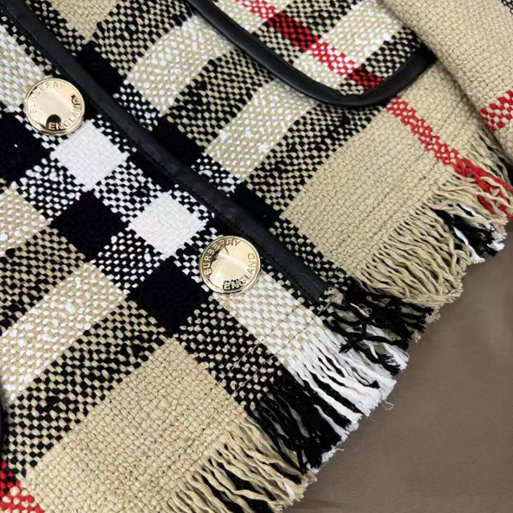 Burberry Women Check Bouclé Collarless Jacket - image 7