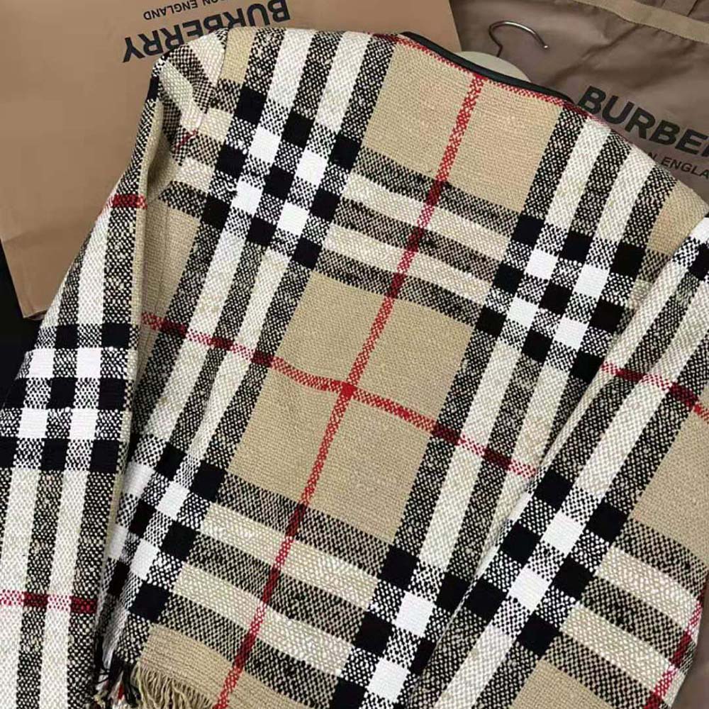 Burberry Women Check Bouclé Collarless Jacket - image 6