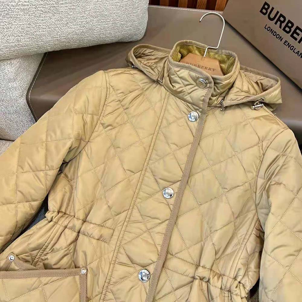 Burberry Women Diamond Quilted Nylon Jacket-Brown - image 4