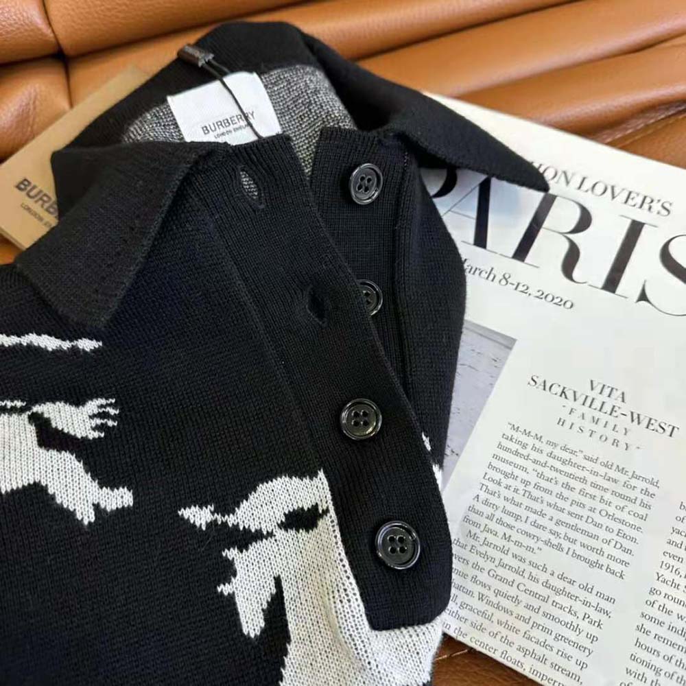 Burberry Women EKD Cotton Silk Polo Shirt-Black - image 8