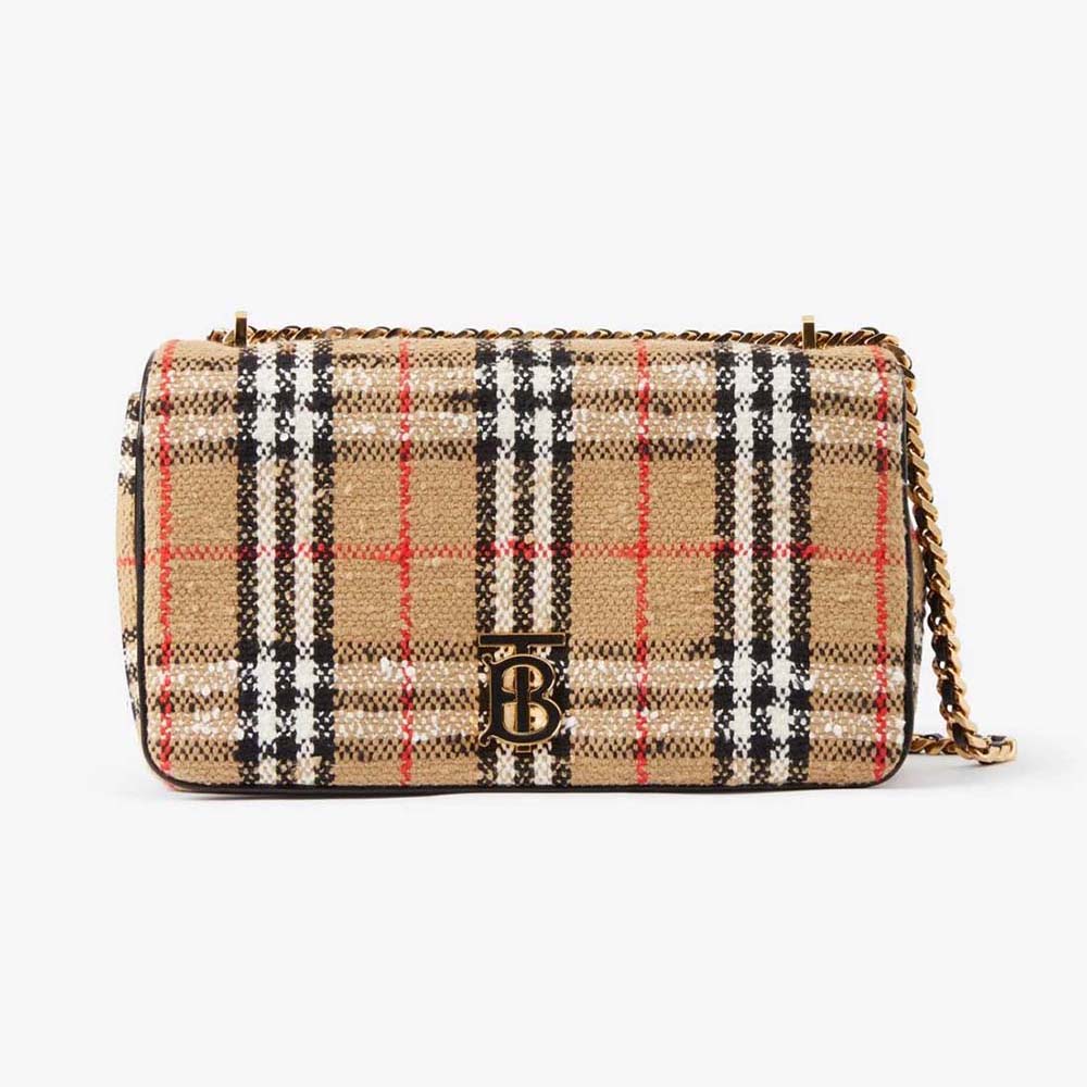 Front view of Burberry Women Medium Lola Bag in brown leather