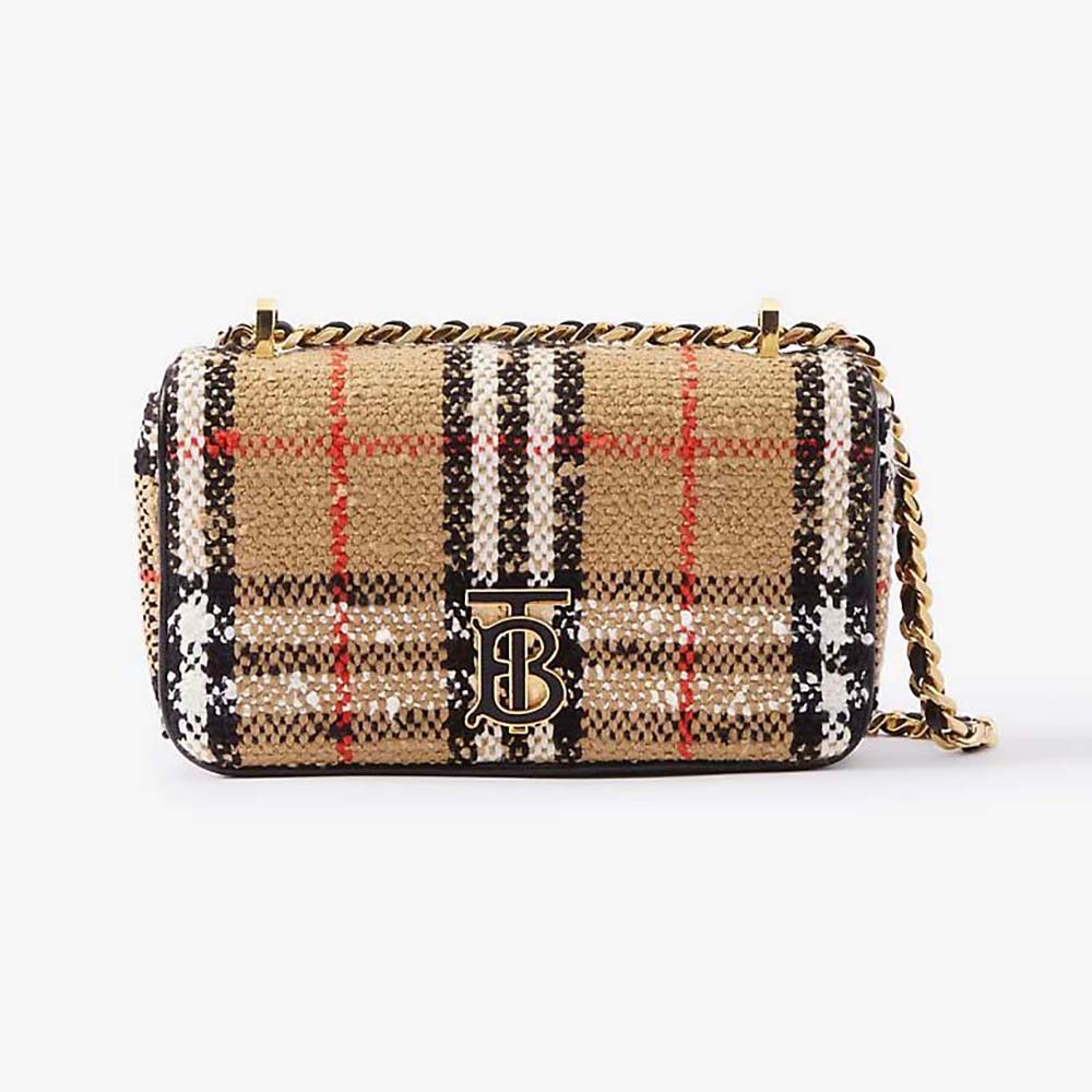 Front view of Burberry Women Mini Lola Bag in brown leather