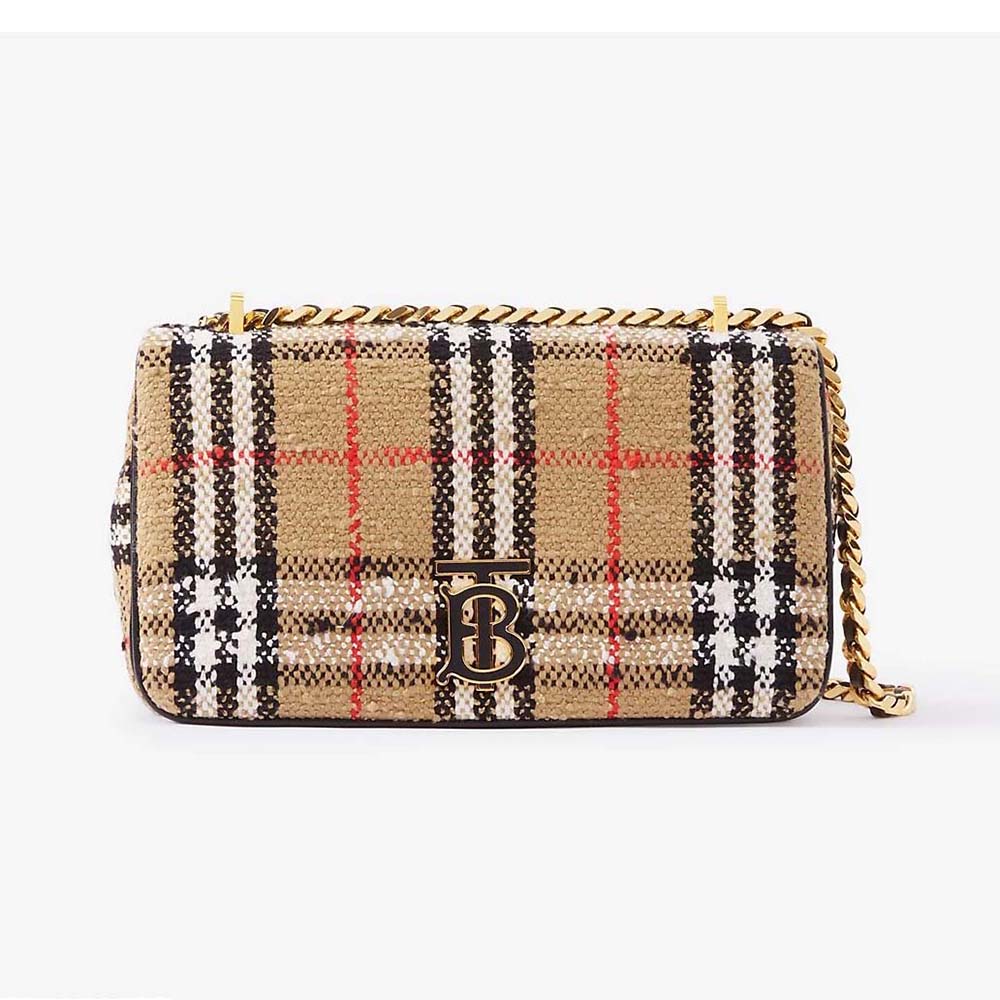Front view of Burberry Women Small Lola Bag in brown leather