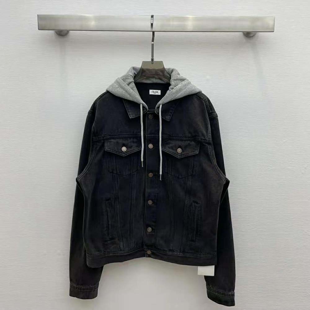 Close-up of matte black buttons on Celine Men Trucker Jacket