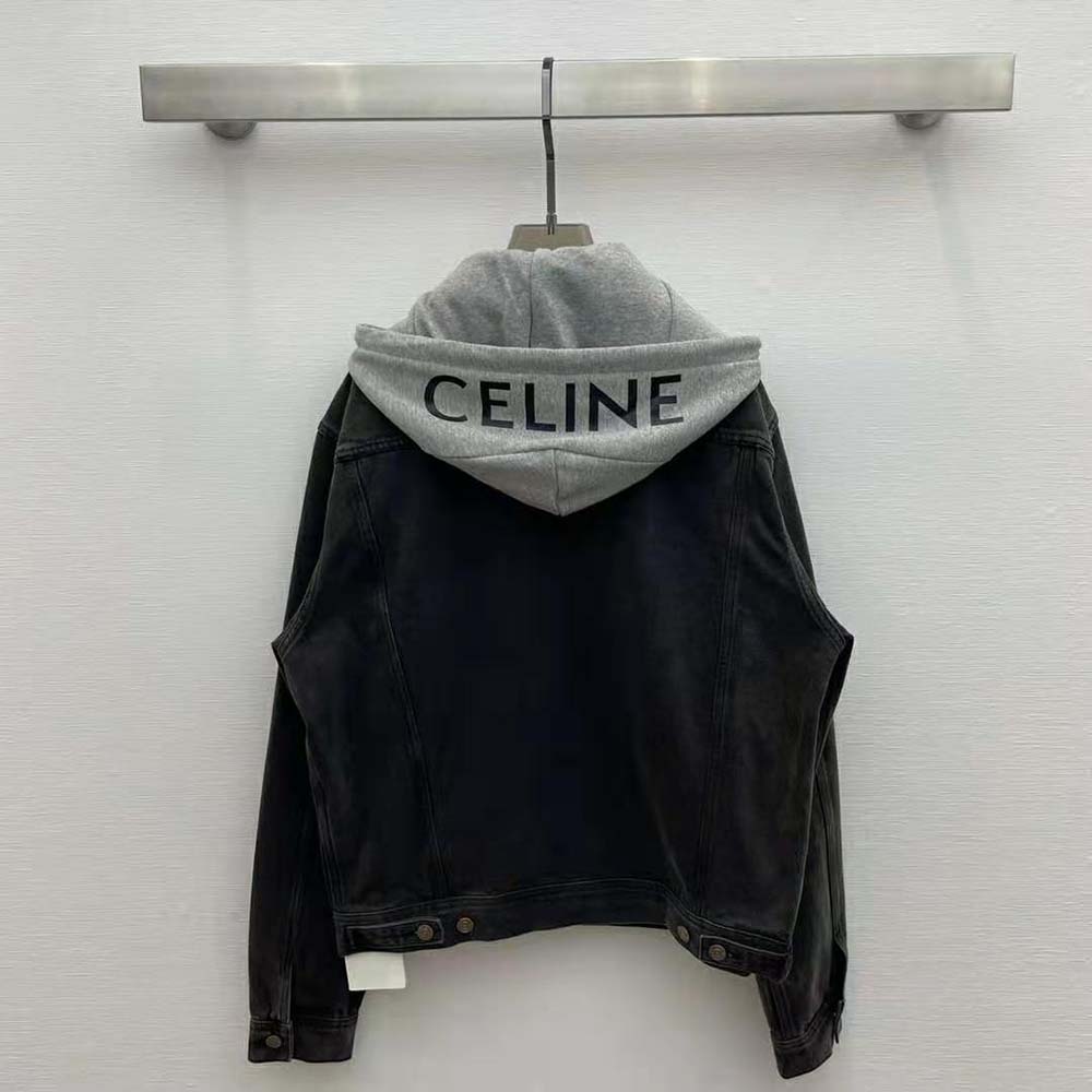 Side angle showing relaxed fit of Celine Men Trucker Jacket