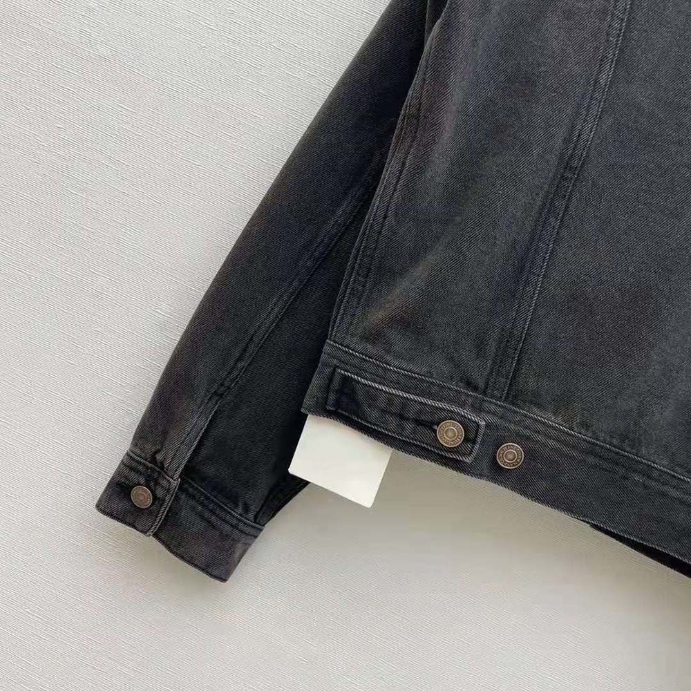 Celine Men Trucker Jacket in Charcoal Wash Denim - image 9