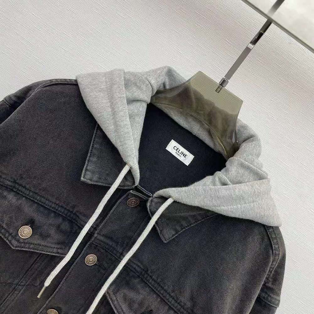 Celine Men Trucker Jacket in Charcoal Wash Denim - image 4