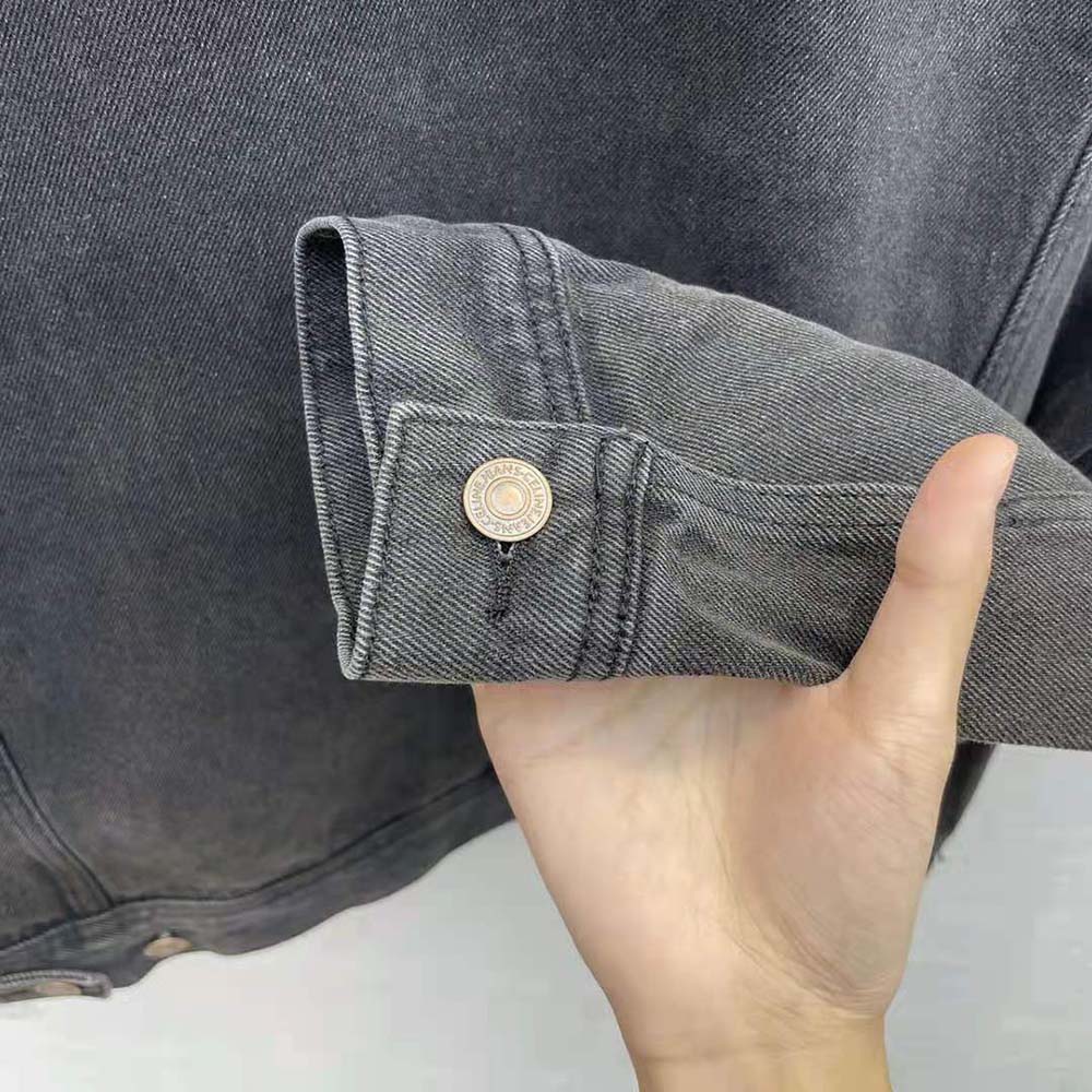 Celine Men Trucker Jacket in Charcoal Wash Denim - image 8