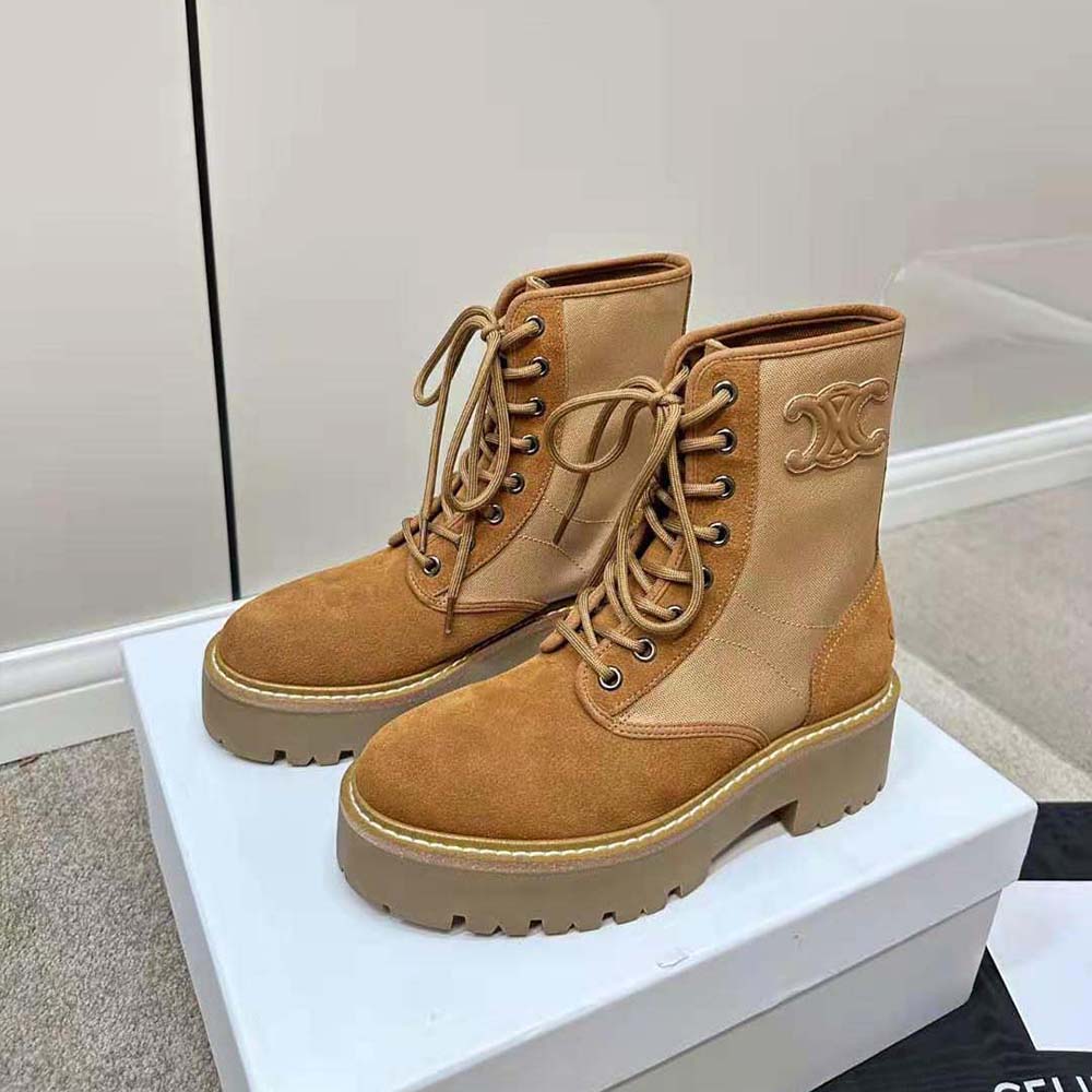 Celine Women Bulky Lace-up Boot with Triomphe in Nylon & Suede Calfskin - image 4