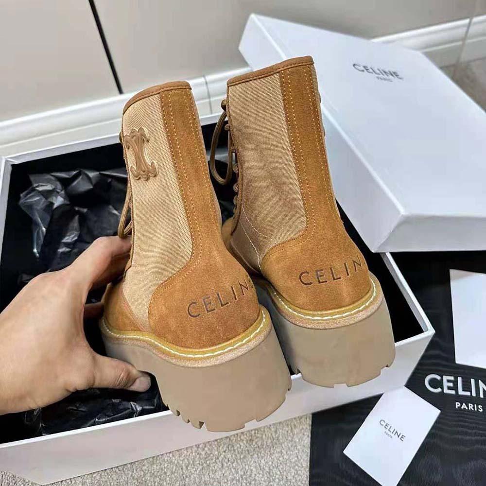 Celine Women Bulky Lace-up Boot with Triomphe in Nylon & Suede Calfskin - image 10