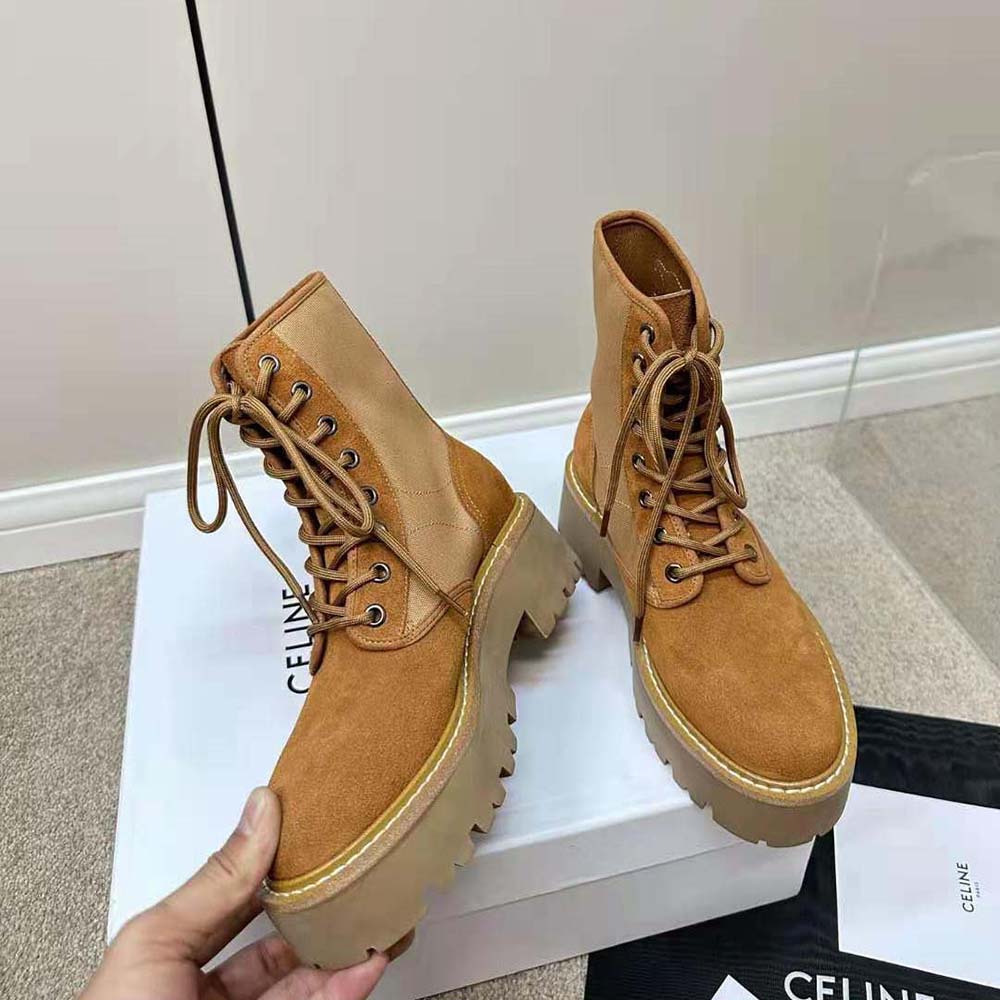 Celine Women Bulky Lace-up Boot with Triomphe in Nylon & Suede Calfskin - image 6