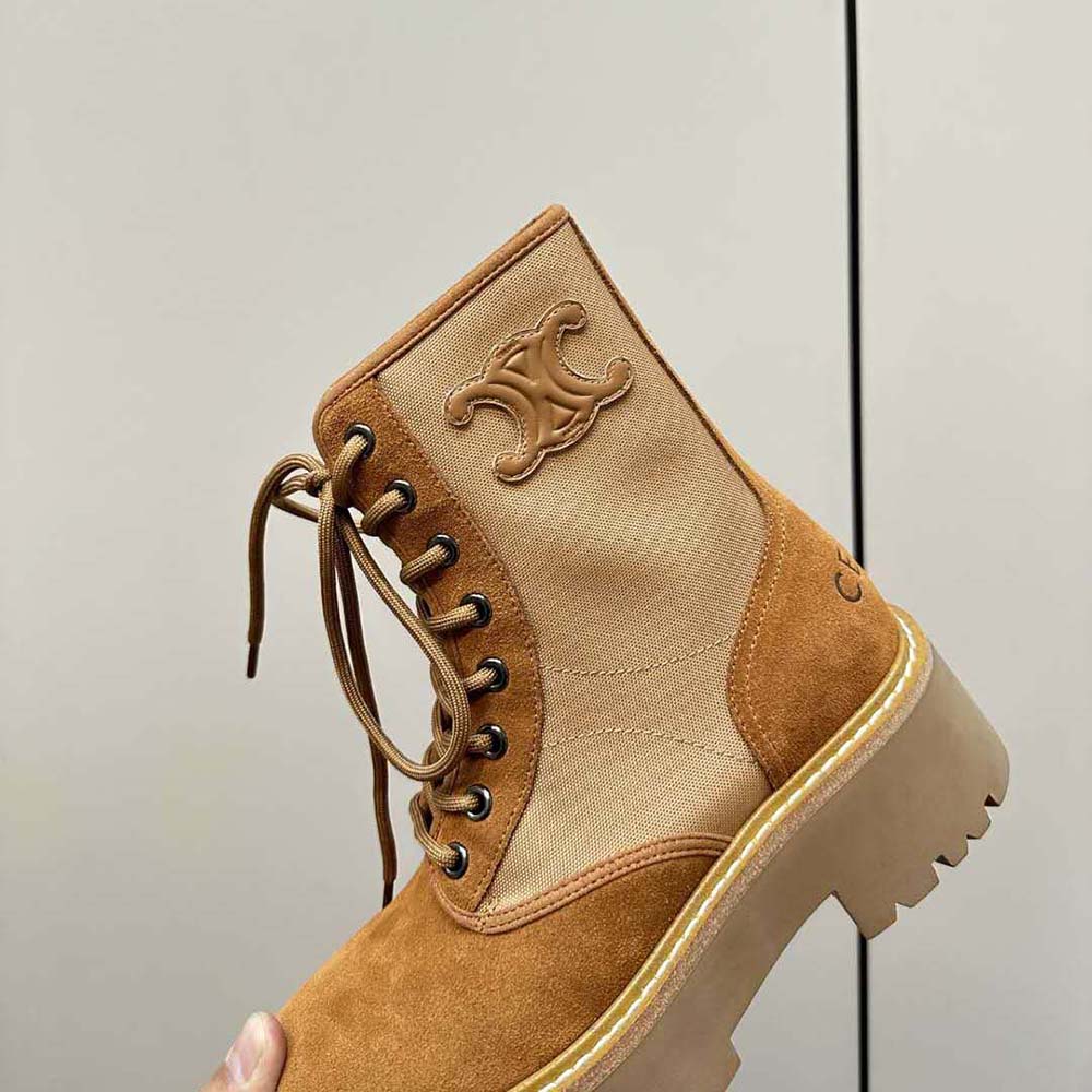 Celine Women Bulky Lace-up Boot with Triomphe in Nylon & Suede Calfskin - image 8