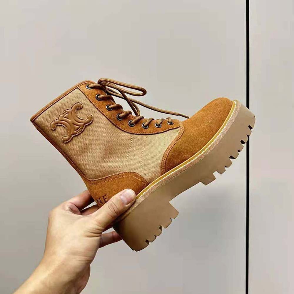 Celine Women Bulky Lace-up Boot with Triomphe in Nylon & Suede Calfskin - image 7