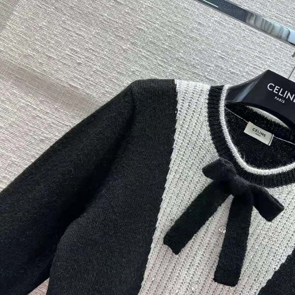 Celine Men Cardigan with Bow in Alpaca-Black - image 5