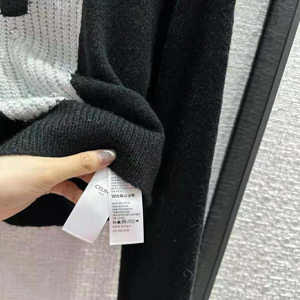 Celine Men Cardigan with Bow in Alpaca-Black - image 10