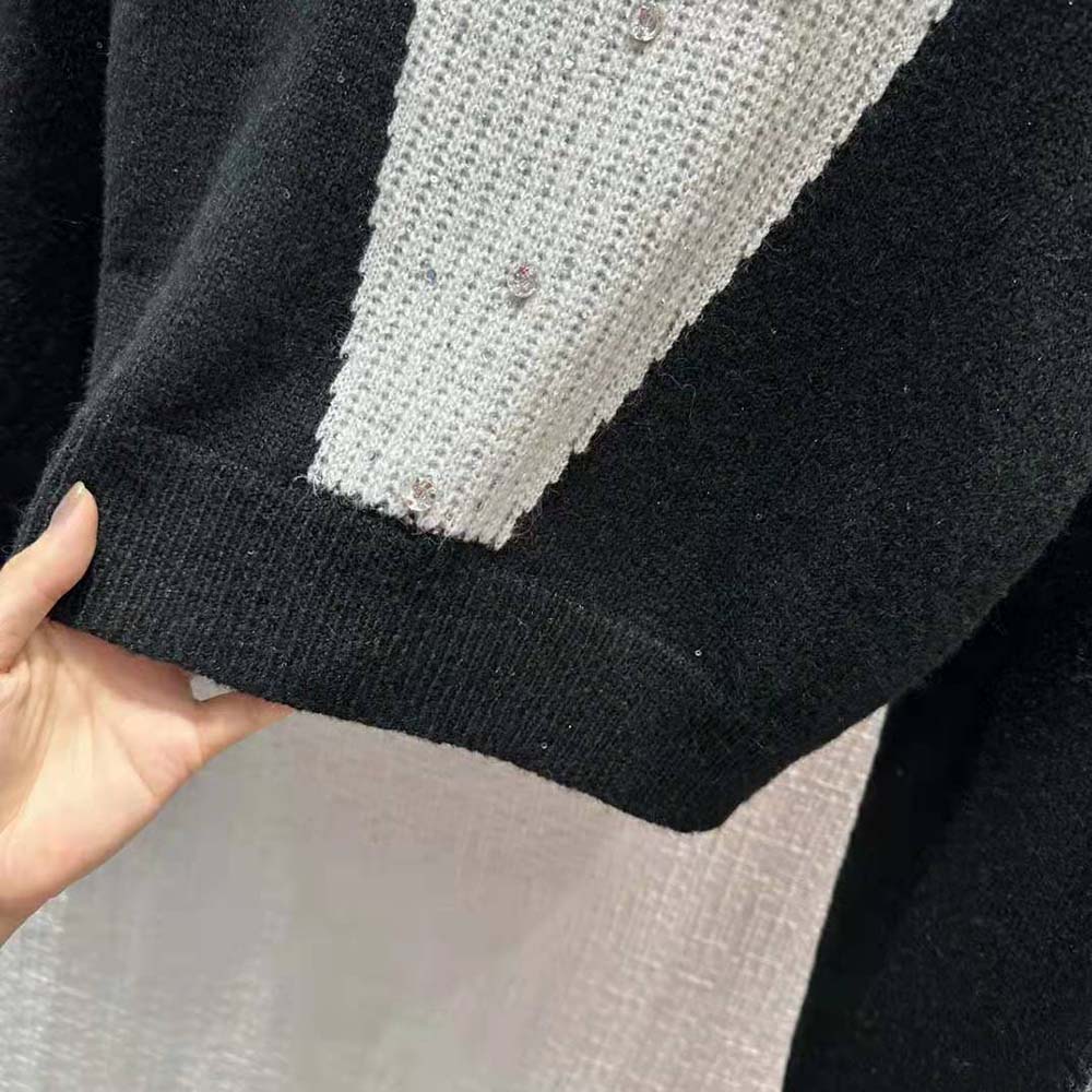 Celine Men Cardigan with Bow in Alpaca-Black - image 9