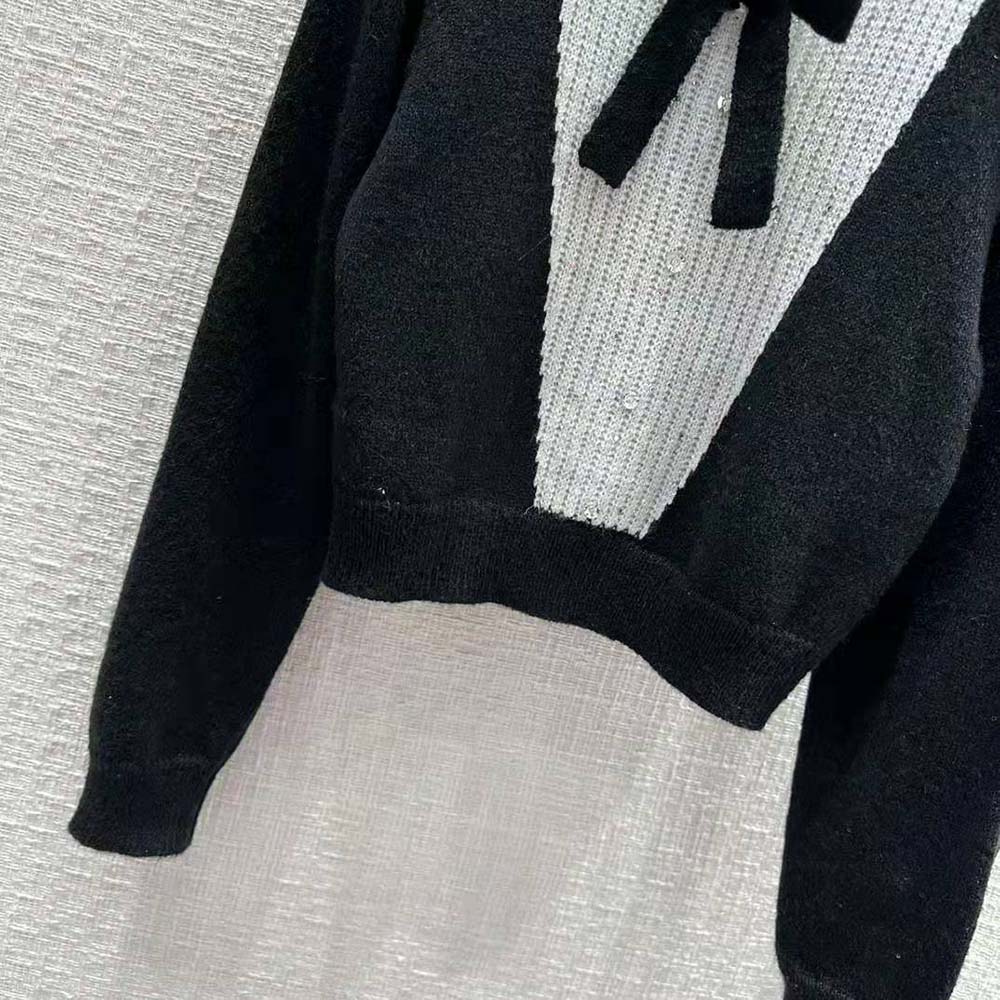 Celine Men Cardigan with Bow in Alpaca-Black - image 8