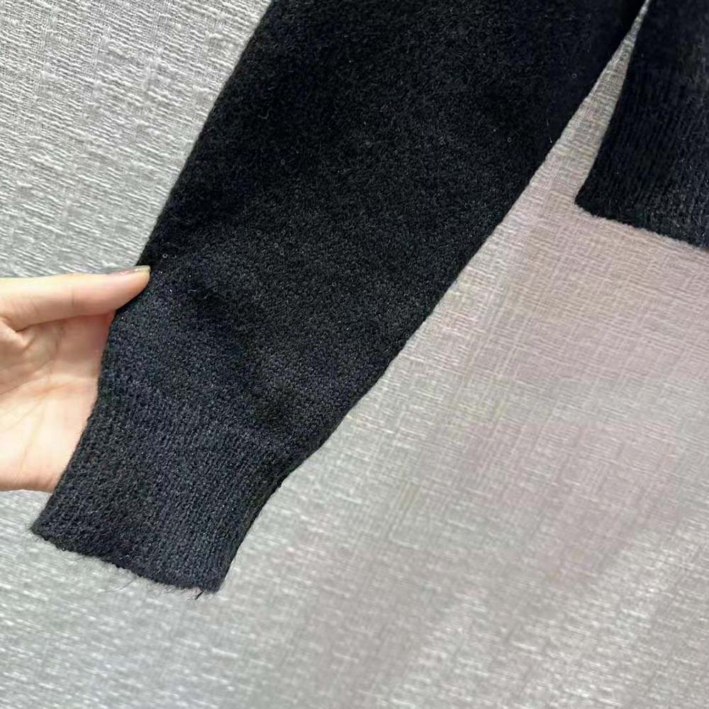 Celine Men Cardigan with Bow in Alpaca-Black - image 7