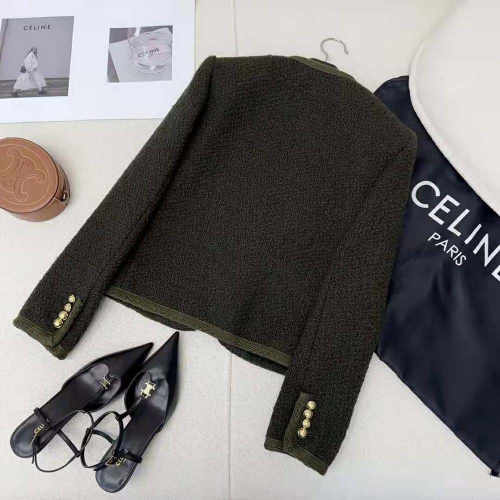 Celine Women Chelsea Jacket in Bouclette Natté-Green - image 7