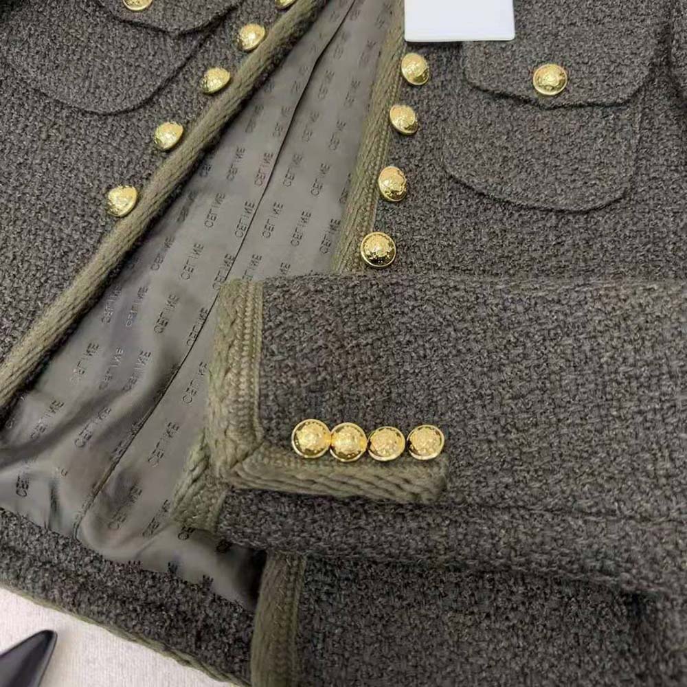 Celine Women Chelsea Jacket in Bouclette Natté-Green - image 9