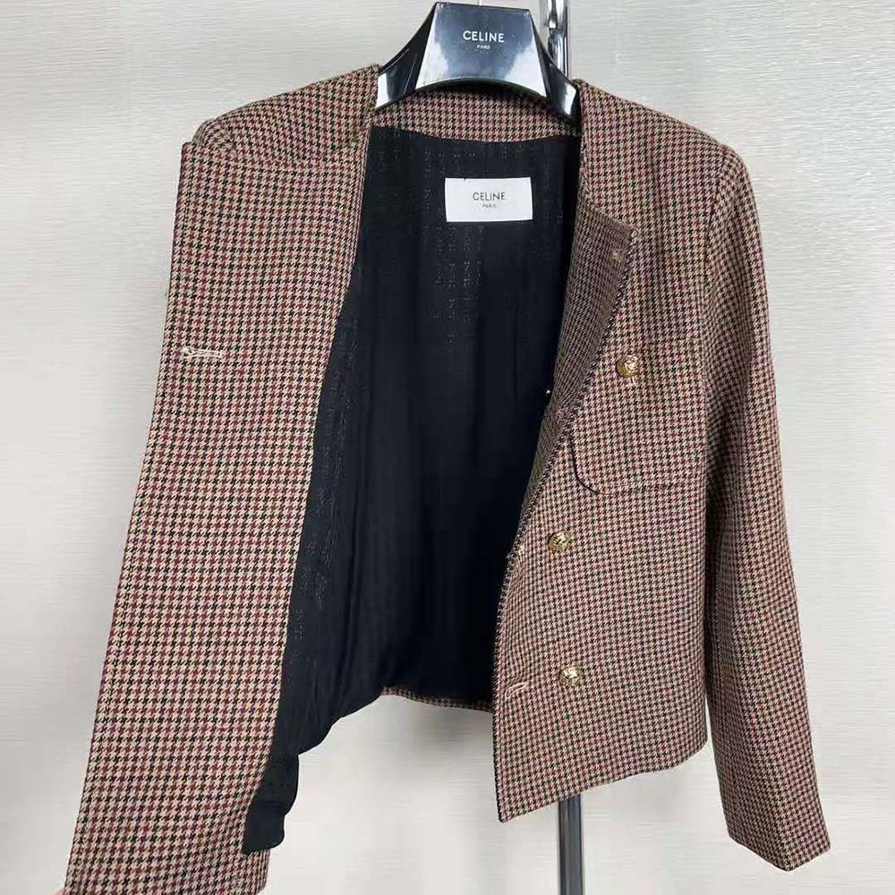 Celine Women Chelsea Jacket in Double Houndstooth Wool - image 5