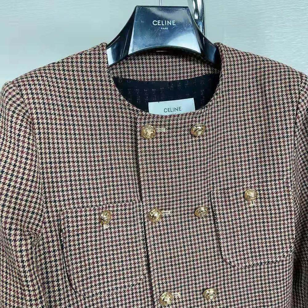 Celine Women Chelsea Jacket in Double Houndstooth Wool - image 6